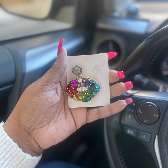 Colorful stone earrings - Picture 2 of 2